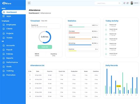 Attendance Management System Dashboard Xd File Attendance Data