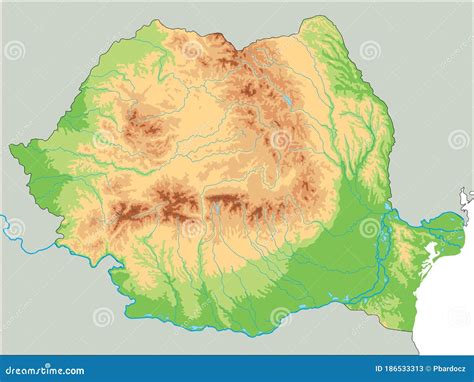 Grande Carte Physique Détaillée De La Roumanie Illustration de Vecteur