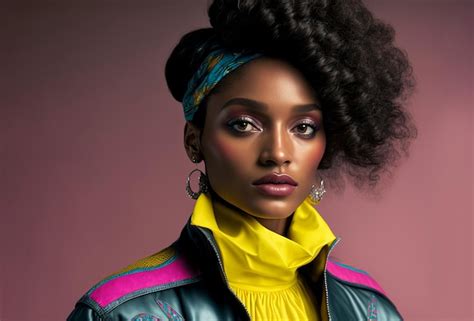 Premium Photo 1980s Vintage Fashion Portrait Black Woman With Retro