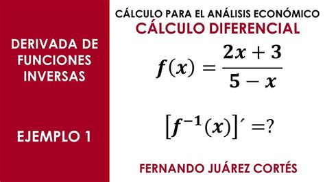 C Lculo Diferencial Derivada De Funciones Inversas Ejemplo Youtube