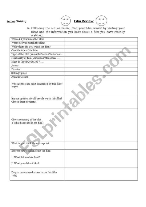 Film Review Esl Worksheet By Snake Whisper