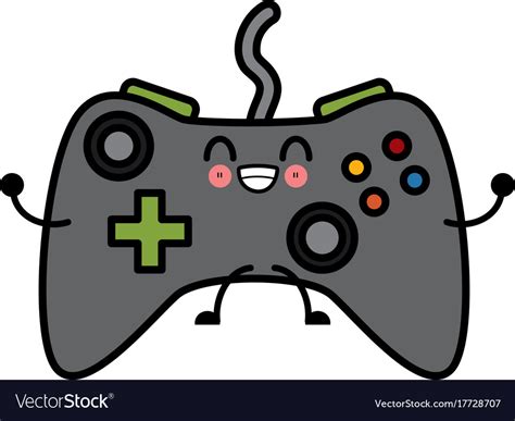 Console Gamepad Console Cute Kawaii Cartoon Vector Image