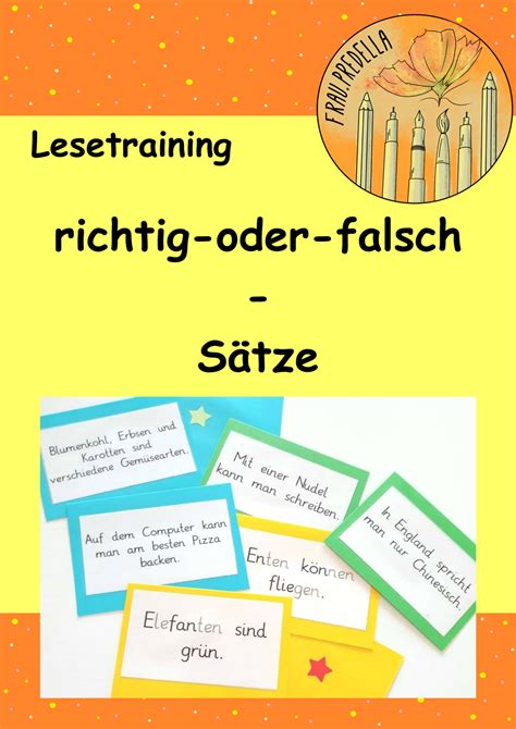 richtig falsch Sätze Lesetraining Unterrichtsmaterial im Fach Deutsch