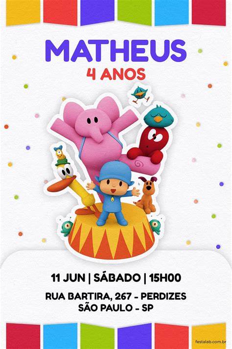 Criar Convite De Anivers Rio Convite Pocoyo Festalab