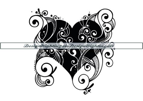 Floral Heart 2 Svg Flourish Heart Svg Decorative Etsy