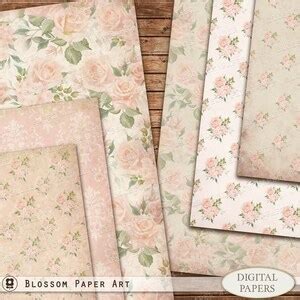 Digital Paper Pack Shabby Chic Roses Scrapbook Paper Floral Collage