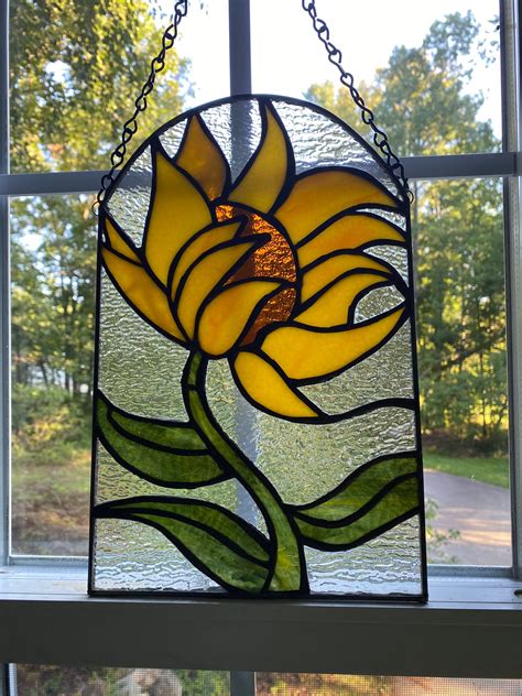 Stained Glass Sunflower Created For Fall Vibrant Colors Etsy