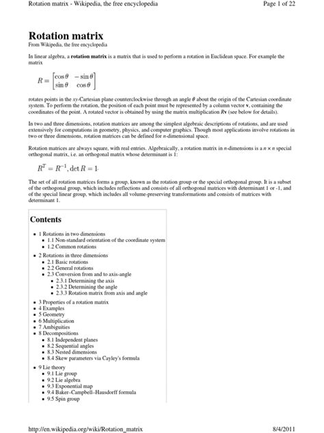 Rotation Matrix | PDF | Rotation | Matrix (Mathematics)