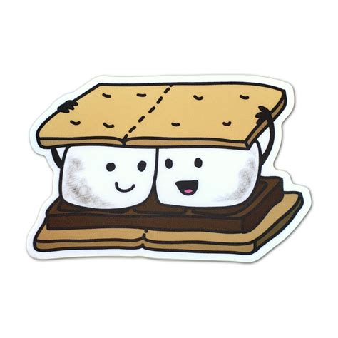 Smore With Marshmallow With Kawaii Face Cartoon Vector Clip Art Library