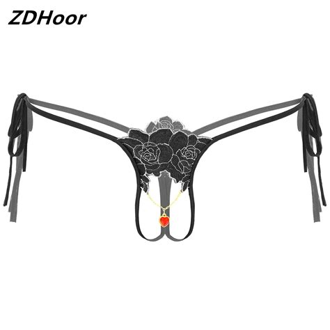 Hot Sexy Mens Lingerie Erotic Thong G String Open Crotch Panties Metal