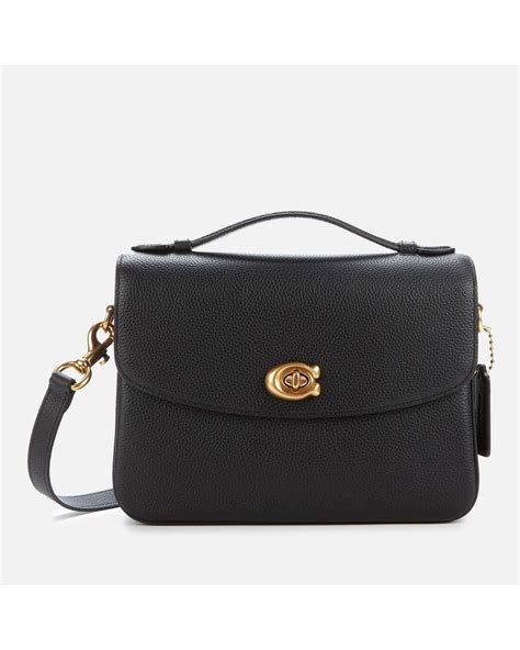 Coach Polished Pebbled Leather Cassie Cross Body Bag In Black Lyst Uk