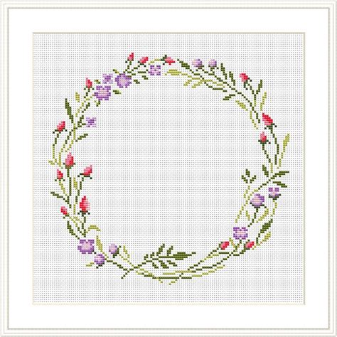 Floral Wreath Cross Stitch Pattern PDF Flower Cross Stitch Etsy