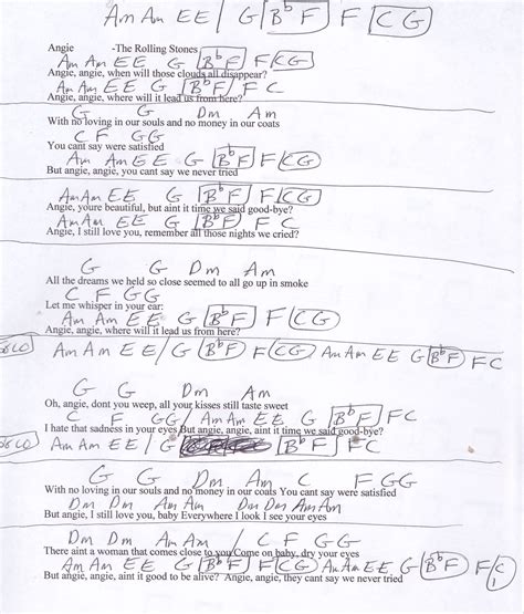 Angie Rolling Stones Guitar Chord Chart Learn Guitar Chords Easy Guitar Songs Online