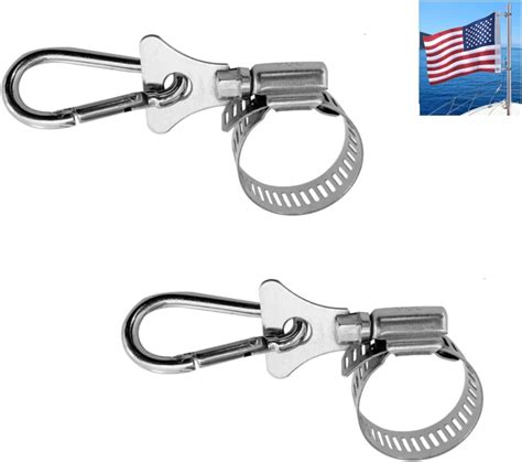 Amazon Boat Flag Pole Clips With Carabiner Clamp For Grommet Flag