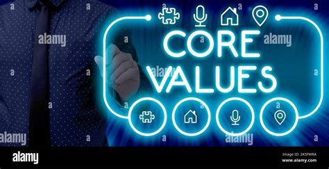 Conceptual Display Core Values Business Approach Principles Which