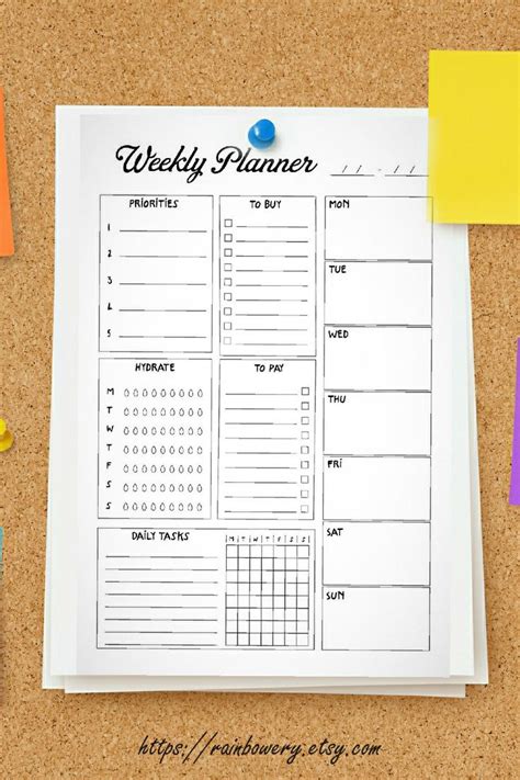 Weekly Planner Printable, Weekly Organizer Printable, Weekly Planner ...