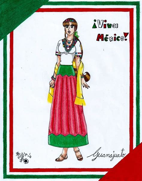 Traje típico de Guanajuato Dibujo hecho por Lily de Wakabayashi