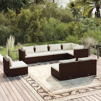 VidaXL Lounge Set Poly Rattan Bruin Hoekbank En Middenbank