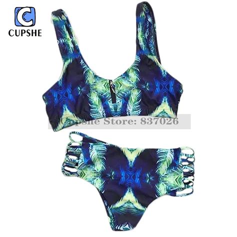 Cupshe Women Printing Tank Bikini Set Women Summer Sexy Swimsuit Ladies