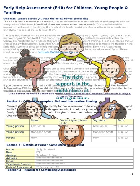 Early Help Assessment Eha And Supporting Documents Doc Template Pdffiller