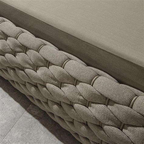 Luxury Outdoor Garden Cushioned Sun Lounger Rope Weave Beige 208x85cm