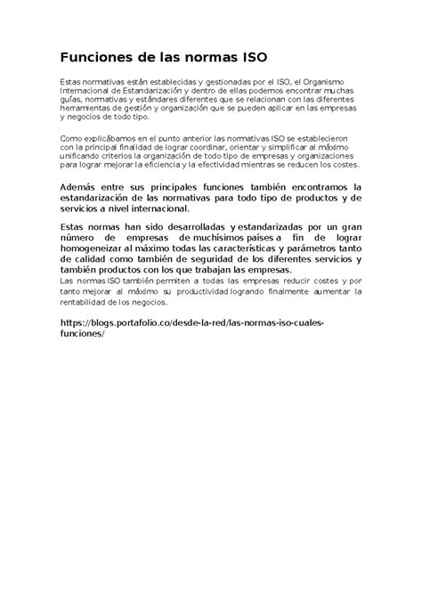 Funciones De Las Normas Iso Funciones De Las Normas Iso Estas