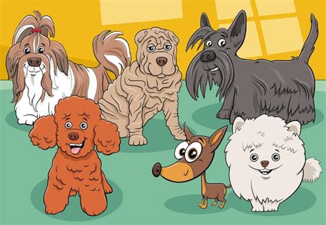 Groupe De Personnages De Bandes Dessin Es De Chiens Et Chiots De Race