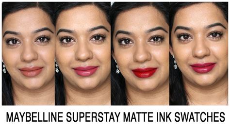 Maybelline Superstay Matte Ink Swatches On Indian Skintone Mask Proof Lipstick Youtube