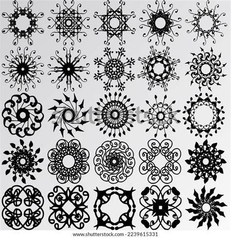 Set Black White Flowers Stock Vector Royalty Free 2239615331