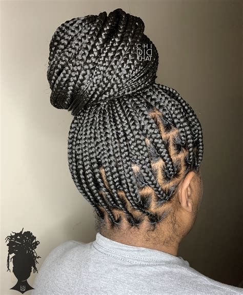 Individual Box Braids In Bun