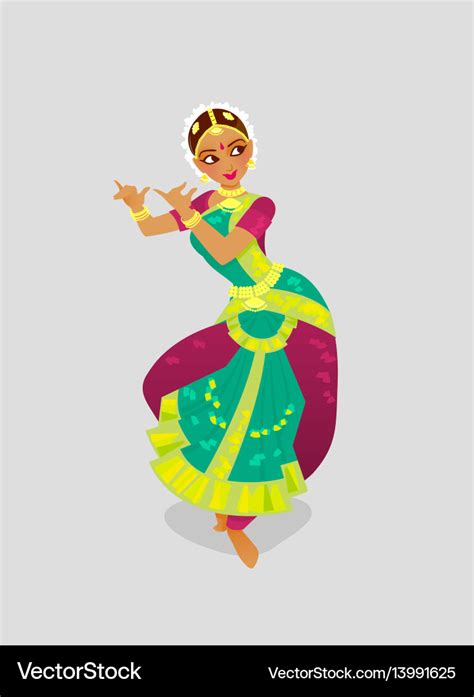 A Woman Dancing Indian Dance Royalty Free Vector Image