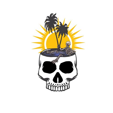 Summer Palm Tree Skeleton Skull Png  Digital Download Vector File