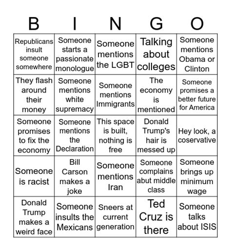 Delicious Republican Bingo Card