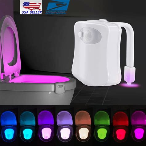 8-Color Toilet Night Light LED Motion Sensing Automatic Toilet Bowl ...