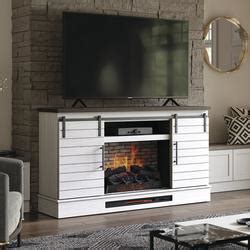 Greentouch Holcombe 60 Whitewashed Walnut Electric Fireplace