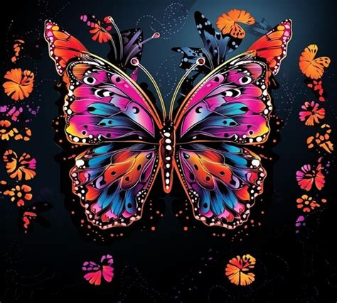 Premium Photo Brightly Colored Butterfly With Black Background And