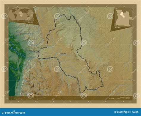 Malanje Angola Physical Labelled Points Of Cities Stock Illustration