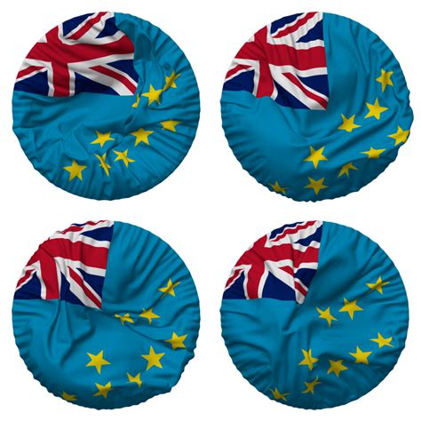 Tuvalu Flag In Round Shape Isolated With Four Different Waving Style Bump Texture 3d Rendering