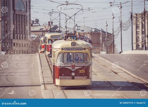 Vintage trams. editorial stock image. Image of center - 52847519