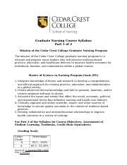 MSN Graduate Syllabus Template Part 1 Rev 1 10 21 3 Docx Graduate