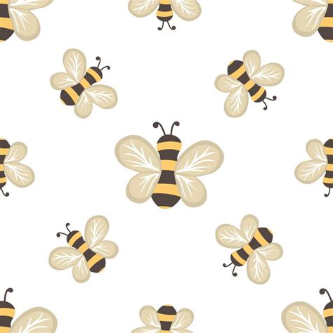 Seamless Pattern With Bees Suitable For Textile Fabric Wallpaper