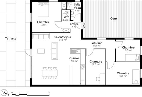 Plan Maison En L De Plain Pied Avec 3 Chambres Ooreka