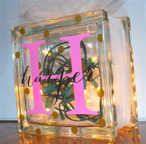 Personalized Glass Block Night Light By Designedbycara On Etsy