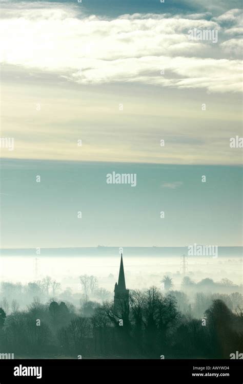 Church Spire Through Mist On An Early September Morning Bishops