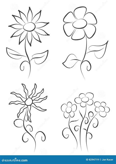 Hand draw flowers stock illustration. Image of graphic - 8294719