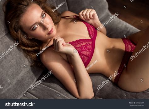 Sexy Girl Lingerie Lying Bed Stock Photo Edit Now