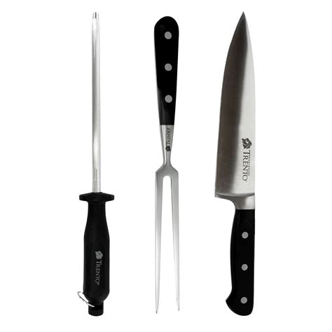 Set Piezas Asado Cuchillo Trinche Y Chaira Trento Gourmet