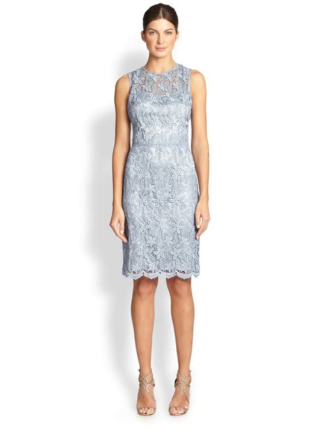 Teri Jon Sleeveless Lace Sheath Dress In Blue Powder Blue Lyst