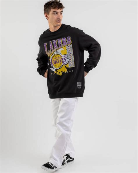 Shop Mitchell And Ness Los Angeles Lakers Sweatshirt In Faded Black