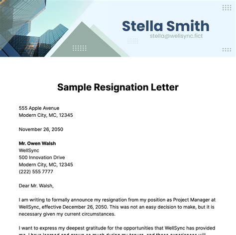 Resignation Letter Sle Template Free - Infoupdate.org